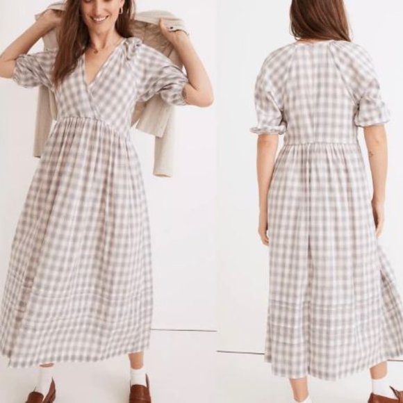 Madewell Dresses & Skirts - Madewell Marianna Puff Sleeve Midi Dress Plaid Retro Loose Dress XSmall  - F1381
